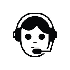 Black solid icon for support telecommunications 