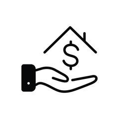 Black solid icon for loan money