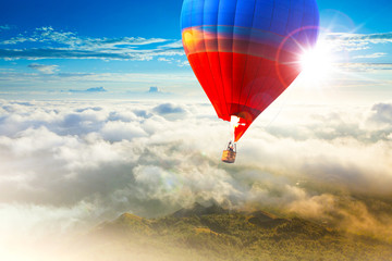 Beautiful balloons in the sky at sunset, Bali © Aleh Varanishcha