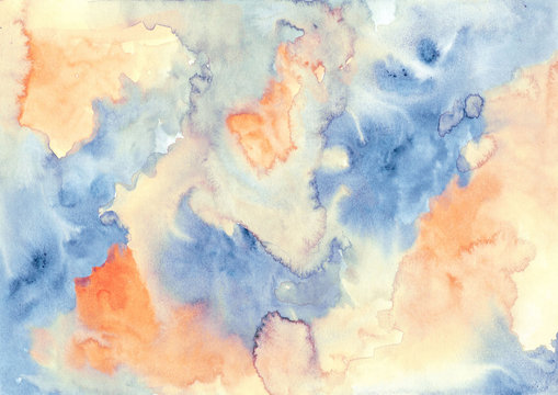 orange blue abstract watercolor texture background © wulano