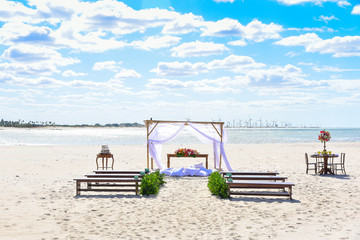 beach chairs on beach, tourism in brazil, brazilian landscape, beach background, destination wedding