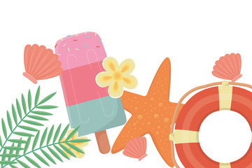 Summer icon set design, Tropical vector illustration