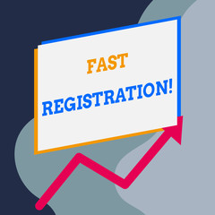 Handwriting text writing Fast Registration. Conceptual photo Quick method of entering certain information in a register One blank rectangle above another arrow zigzag upwards increasing sale