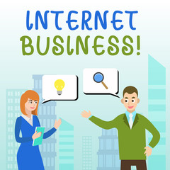 Handwriting text writing Internet Business. Conceptual photo business or commercial transactions that take place online Business Partners Colleagues Jointly Seeking Problem Solution Generate Idea