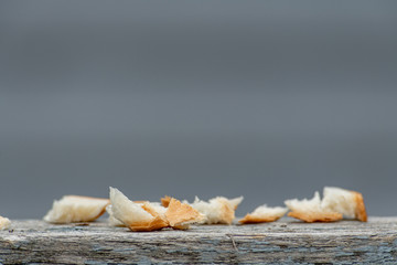 Bread Crumbs on a railing
