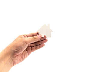 hand holding white house icon concept