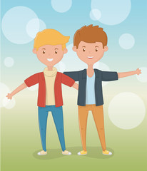 Friendship of boys cartoons design