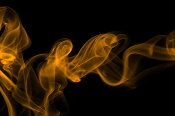 yellow smoke abstract on black background, fire design