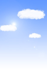 Illustration of blue sky with clouds. Background. 青空と雲のイラスト　背景素材	