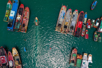 Top view Hong Kong harbour port
