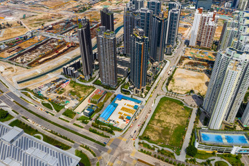 Aerial view of Hong Kong construction site