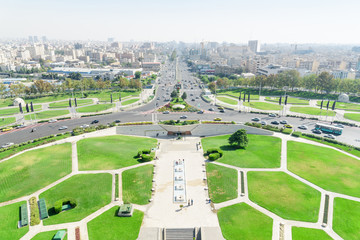 Scenic aerial view of Azadi Avenue in Tehran, Iran