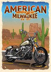 Motorcycle at American Desert Poster