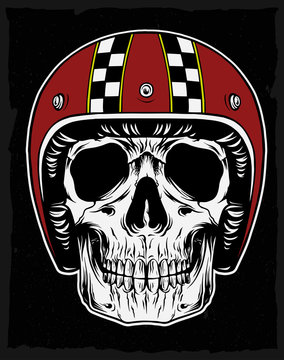 Skull With Retro Helmet