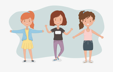 Obraz premium Friendship of girls cartoons design