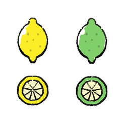 黄色と緑のレモンのイラスト