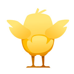 Cute little chick standing back view cartoon character design flat vector illustration