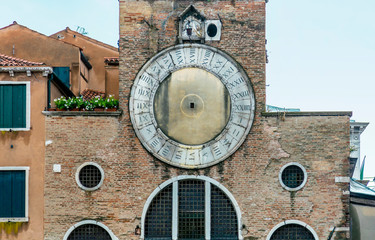 Fragment of Church of San Giacomo di Rialto or Chiesa di San Giacomo di Rialto in Venice