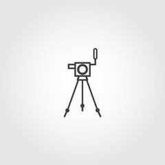 video camera with microphone on tripod vector icon