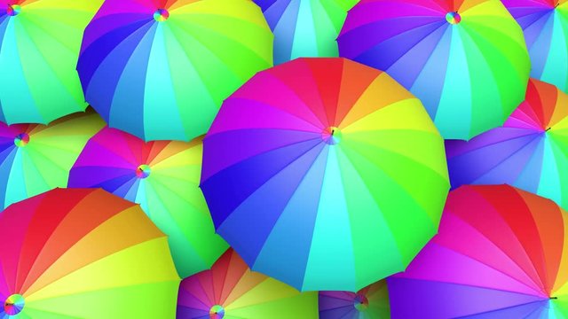 Colorful umbrellas seamless looping 60 fps UHD 3D animation