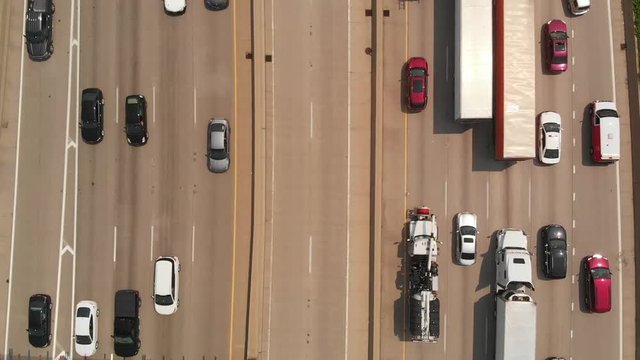 Aerial Drone Chicago Traffic on Highway