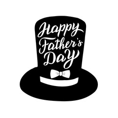 Father's day greeting in a hat. Trendy lettering card. Vector eps 10.
