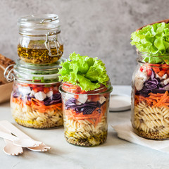 Fototapeta na wymiar Pasta Salad in a Jar