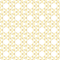 Seamless pattern with lace of golden abstract flowers on white background.