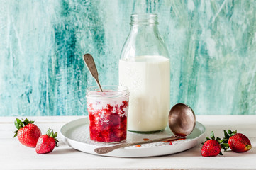 Crushed Strawberries with Milk