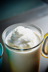 Vanilla shake in glass background 