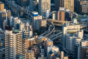 Metropolitan Expressway junction and city, Tokyo, Japan