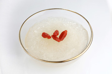 Edible bird's nest on white background.
