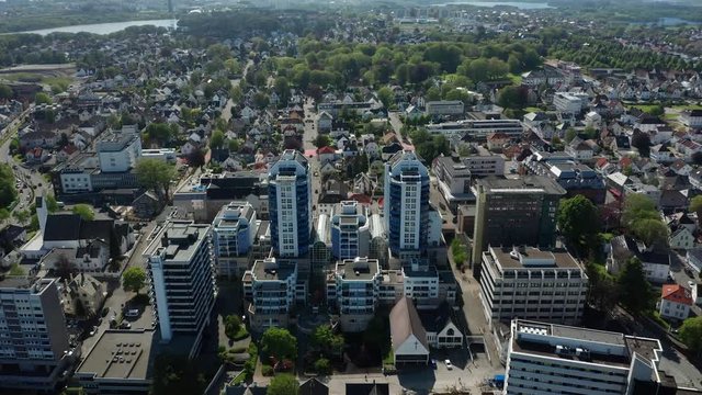 Stavanger Norway Capital of Oil Industry Modern Office Buildings in Breiavatnet Drone Aerial 4k