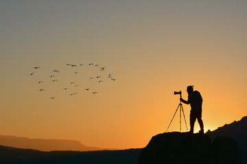 silhouette, sunset, sunrise, sky, mountain, landscape, sun, photographer, nature, people, travel,...