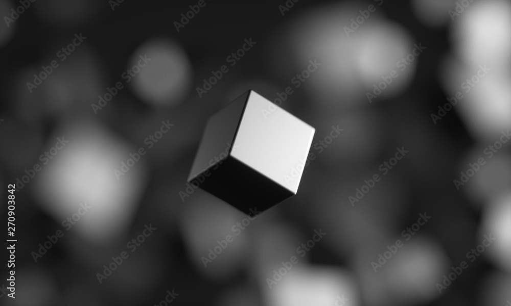 Poster abstract 3d rendering of chaotic particles. scifi cubes in empty space. futuristic background. 3d re