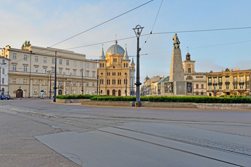 Łódź, Polska- widok na Plac Wolności.	