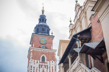 Tourism concept, look at view of city streets, centre of city. Vacation in Krakow