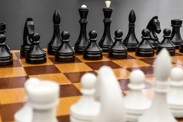 Chess on chessboard.