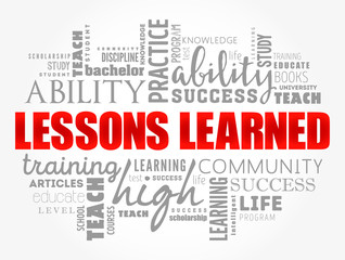 Lessons Learned word cloud collage, education concept background