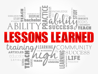Lessons Learned word cloud collage, education concept background