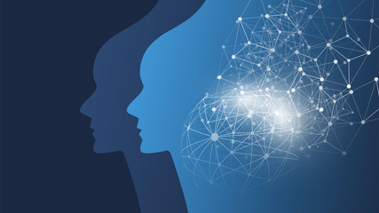     Machine Learning, Artificial Intelligence, Cloud Computing and Networks Design Concept with Geometric Network Mesh 