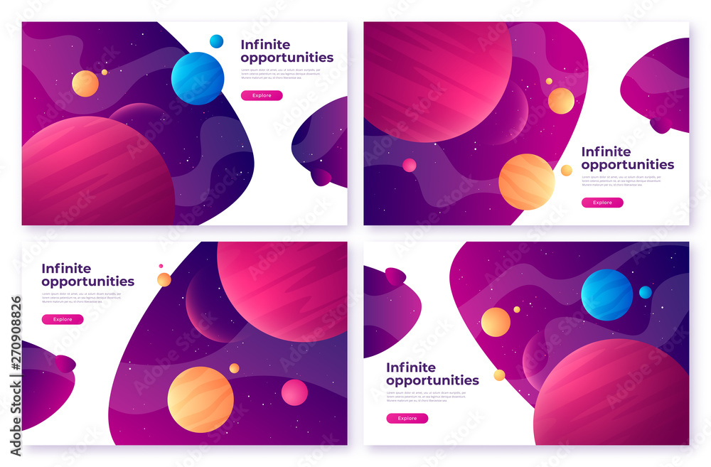 Wall mural landing page template on the topic of space, exploring, technologies, virtual and augmented reality.