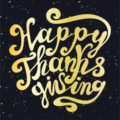 vector illustration of hand lettering thanksgiving lettering label - thanksgiving - surrounded with doodle