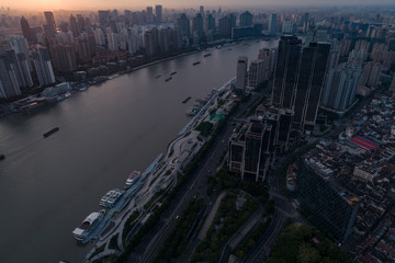 Aerial view over The Bund, Shanghai