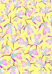 Fototapeta na wymiar seamless pattern with flowers on a yellow background