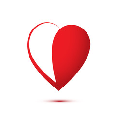 Heart half red flat vector logo illustration