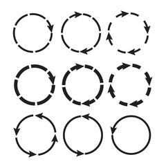 Set of circle vector arrows. Reload and rotation loop sign.