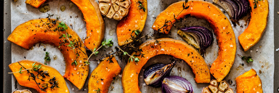 Roasted Squash Slices with Red Onions
