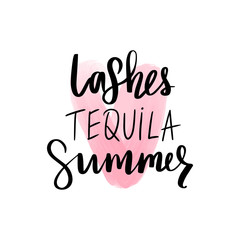 Hand sketched Lashes quote. Calligraphy phrase for gift cards, decorative cards, beauty blogs.