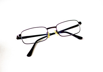 Modern glasses isolated on white background close up. Fashion glasses on a white background.